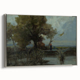A Bushy Tree by the Lake - Impressionist Landscape by Lajos Csordák