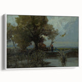 A Bushy Tree by the Lake - Impressionist Landscape by Lajos Csordák