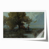 A Bushy Tree by the Lake - Impressionist Landscape by Lajos Csordák