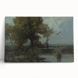 A Bushy Tree by the Lake - Impressionist Landscape by Lajos Csordák