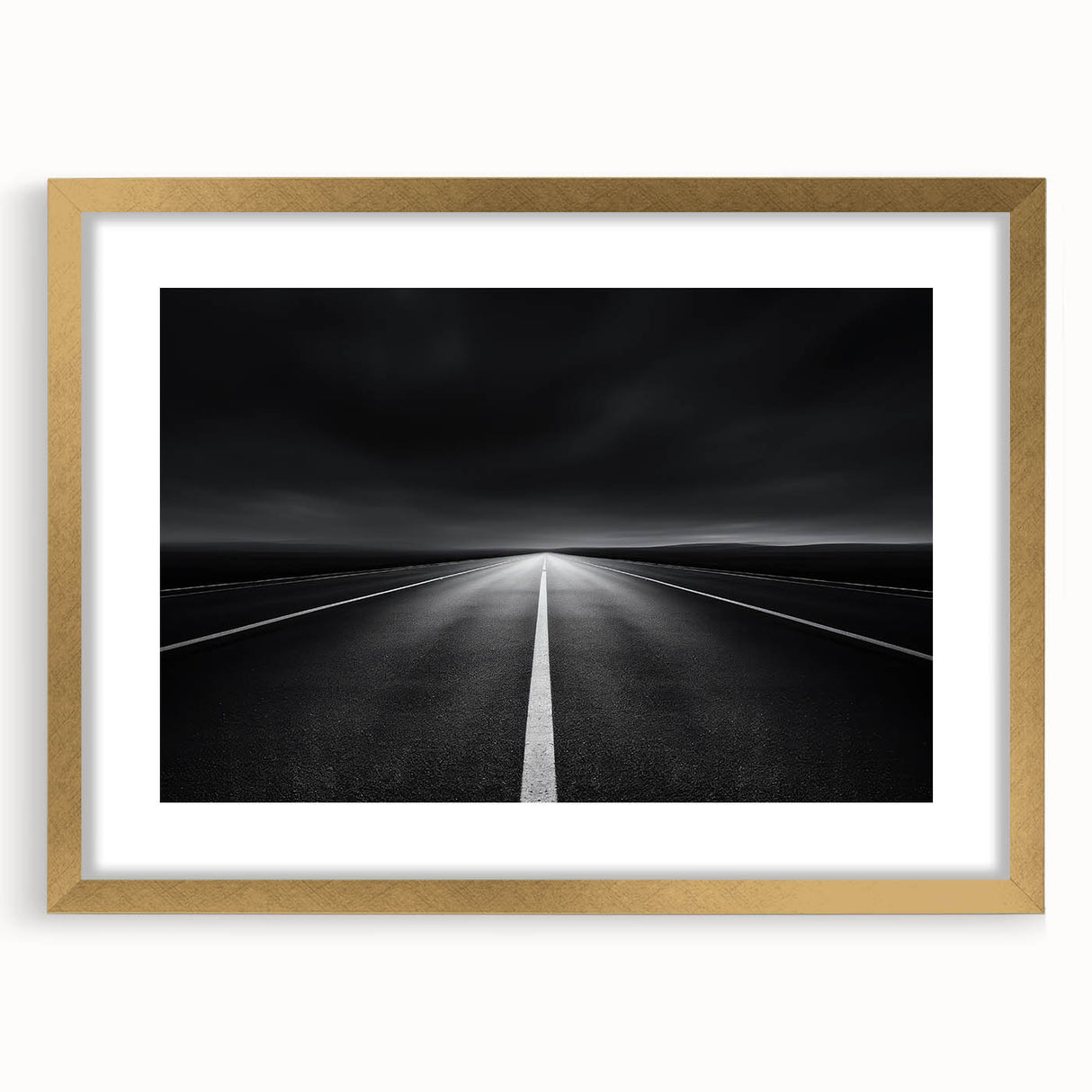Elegant gold landscape frame with a white mat, showcasing a vibrant artwork print. Ideal for home decor, it adds a touch of sophistication to any room.