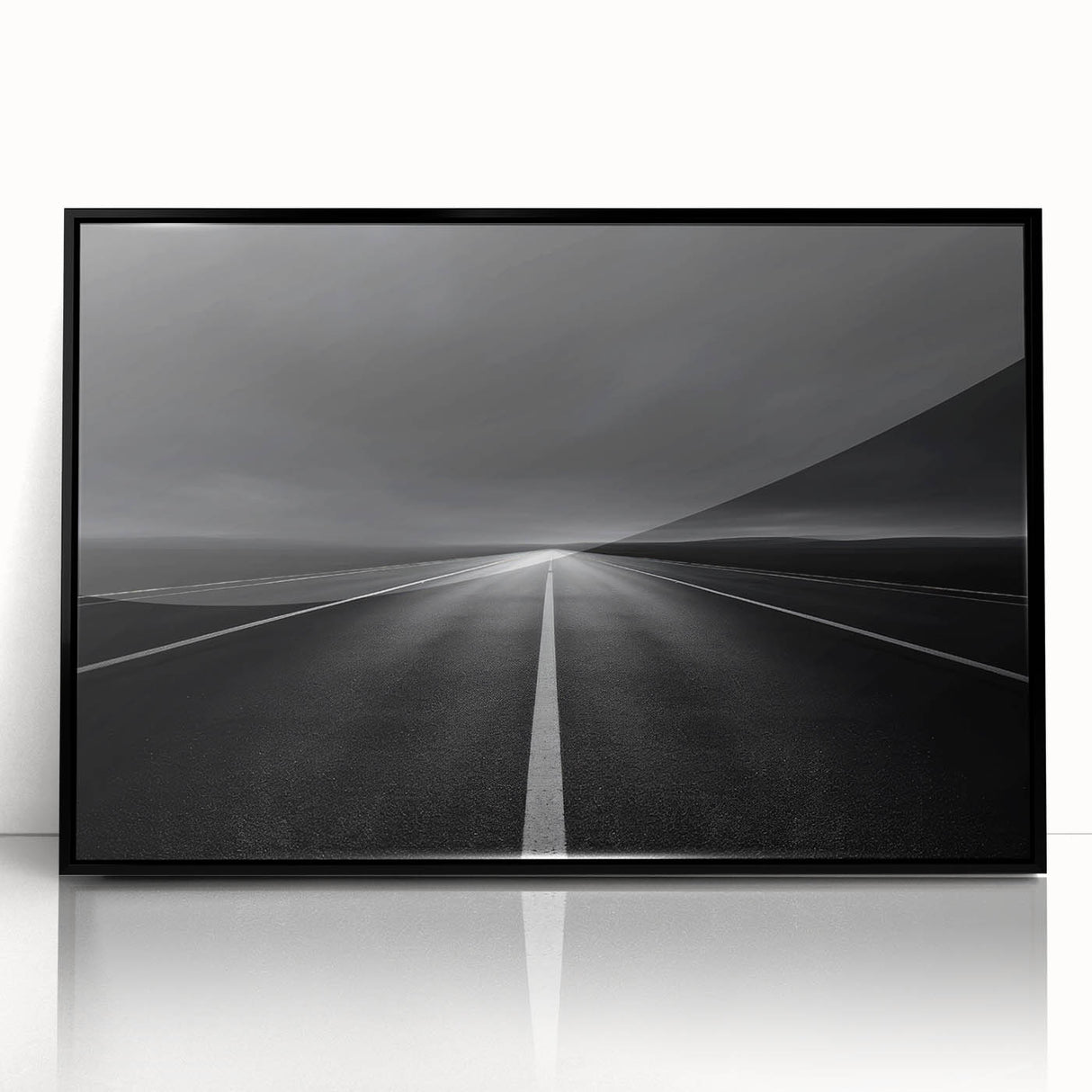 Framed acrylic wall art featuring a modern landscape design in black, showcasing vibrant colors and intricate details, perfect for contemporary home decor.