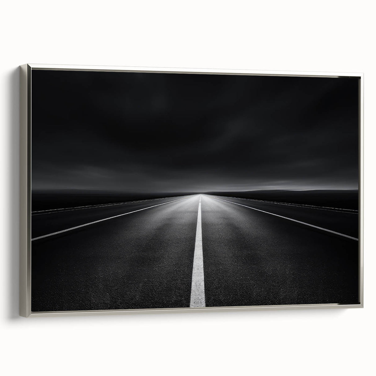 Framed landscape canvas art displaying a serene nature scene with silver accents, showcasing vibrant colors and intricate details, perfect for home decor.