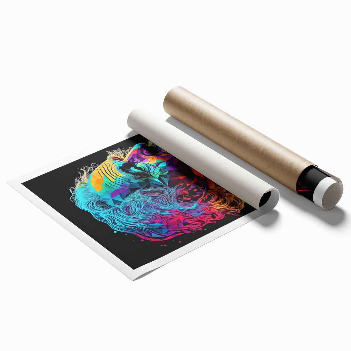 Vibrant Pop Art Canvas - Neon Low-Poly Portrait Wall Art Print