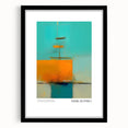 Extra large abstract art print with textured colorful blocks on canvas, framed in black, suitable for living room decor.