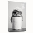 Bathroom Canvas Art - Cute Owl with Toilet Paper Roll