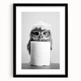 Bathroom Canvas Art - Cute Owl with Toilet Paper Roll