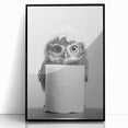 Bathroom Canvas Art - Cute Owl with Toilet Paper Roll