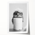 Bathroom Canvas Art - Cute Owl with Toilet Paper Roll