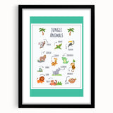 Jungle Animals Kids Educational Wall Art – Learning Poster