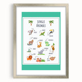 Jungle Animals Kids Educational Wall Art – Learning Poster
