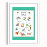 Jungle Animals Kids Educational Wall Art – Learning Poster