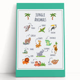 Jungle Animals Kids Educational Wall Art – Learning Poster
