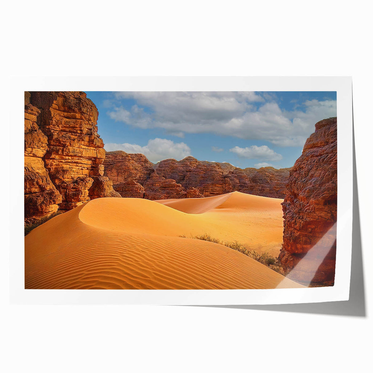 Extra large rolled print of an Algerian landscape with vibrant floral elements, ideal for art wall dining room.