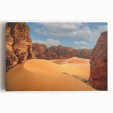 Black and white stretched canvas of Algerian landscape, ideal for kitchen wall art.