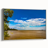 Vintage poster art of Ethiopian scenery on framed canvas, featuring a palette of earth tones, ideal for living room decor.