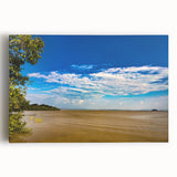 Large black and white stretched canvas featuring an Ethiopian landscape, ideal for kitchen wall art.