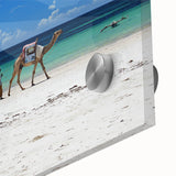 Large abstract depiction of a Kenyan landscape on acrylic glass, in earthy tones, suited for dining room art.