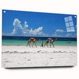 Acrylic print of a Kenyan landscape in earth tones, ideal for bedroom or dining room decor.