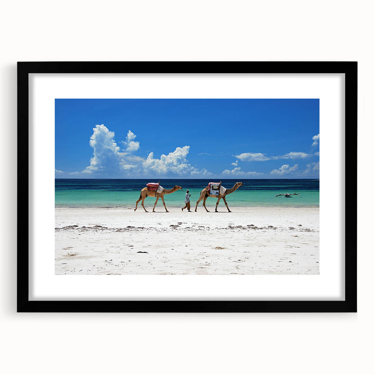Abstract art print of a vibrant Kenyan landscape on a large canvas, featuring textured colors, ideal for living room decor.