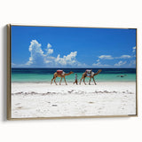 Landscape art painting of an African savanna on framed canvas.