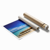 Extra large rolled print depicting vibrant Madagascar scenery with lush florals, ideal for classy bathroom wall art.