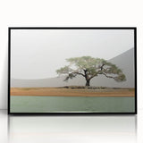 Large abstract wall art featuring a stylized Mali scenery in black and white on framed acrylic.