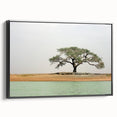 Framed canvas featuring a black and white vintage poster art of Mali landscape, ideal for bedroom wall decor.