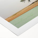 Art deco poster of a Mali scenery in earth tones on rolled canvas, suitable for dining room wall art.