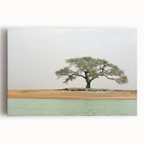 Large black and white stretched canvas of an African scenery, ideal for kitchen wall art.