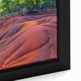Extra large framed canvas featuring a textured, colorful African scenery, ideal for living room decor.