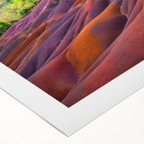 Art deco poster of a Mauritius landscape in pastel shades on rolled canvas, suitable for dining room wall art.