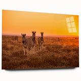 Large abstract wall art of an African landscape in vivid earth tones on acrylic glass.