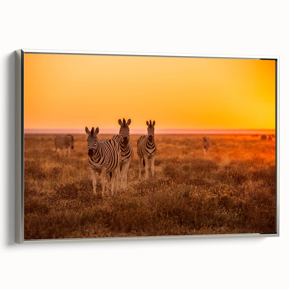 Vintage poster art of a Namibian landscape on a large framed canvas, featuring a palette of earthy tones.