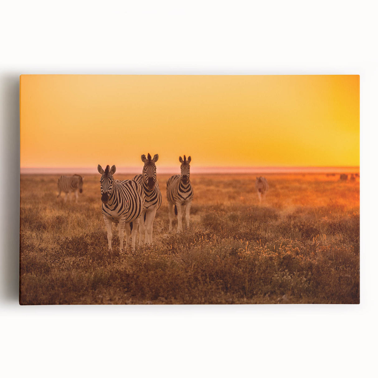 Black and white photograph of an African landscape on stretched canvas, suitable for kitchen wall art.