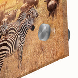 Large abstract wall art of a Tanzanian landscape in muted earth tones on acrylic glass, suitable for dining room ambiance.