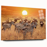 Large abstract depiction of a Tanzanian landscape on acrylic glass, featuring earthy tones.