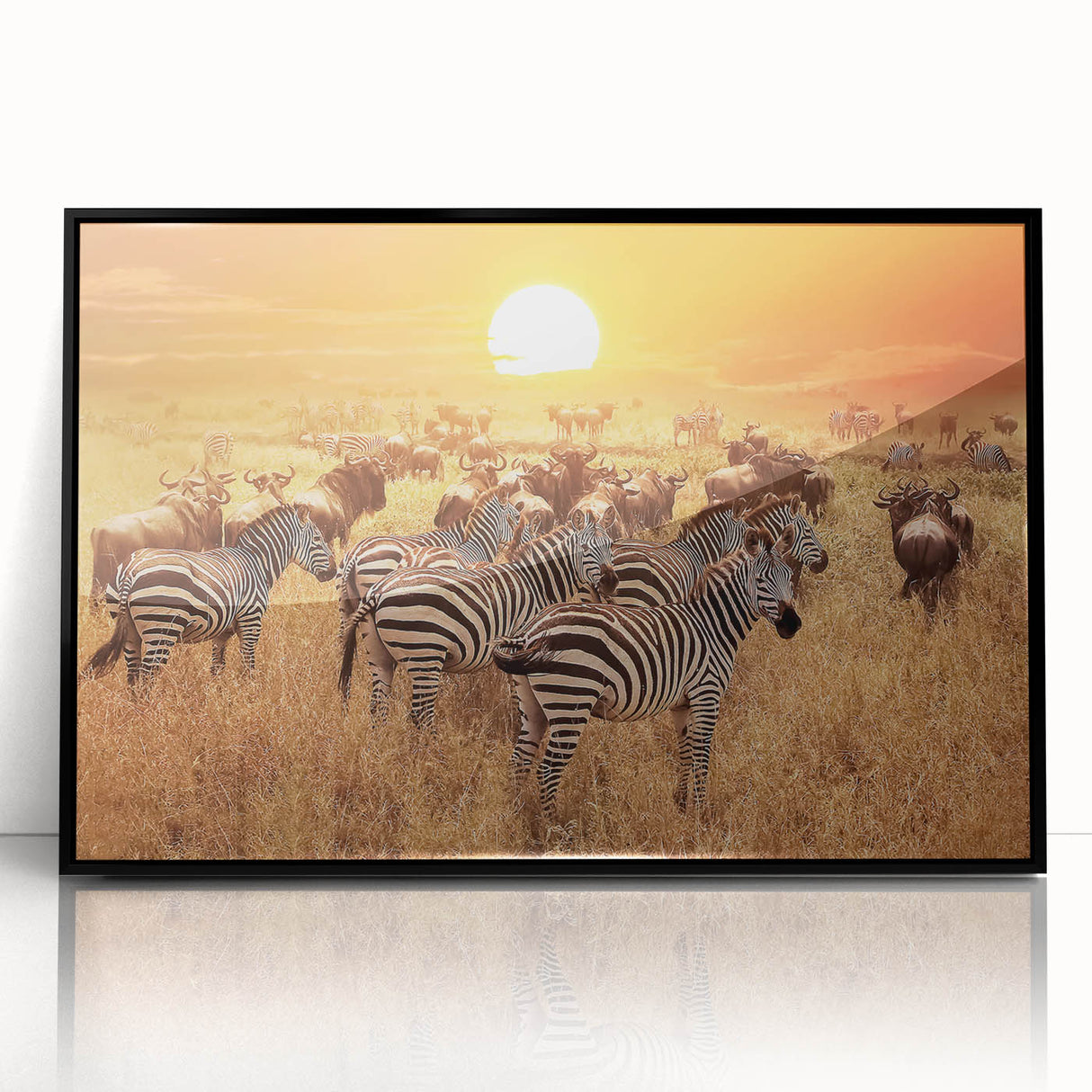 Large abstract wall art of a Tanzanian landscape in muted earth tones on framed acrylic, ideal for modern living room decor.
