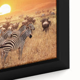 Extra large framed canvas depicting a textured, colorful African landscape, ideal for living room decor.