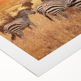 Art deco poster of Tanzania scenery in muted earth tones on rolled canvas, suitable for dining room wall art.