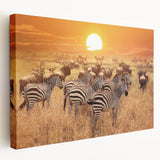 Large canvas print showcasing a serene Tanzanian landscape with lush greenery and a distant mountain.