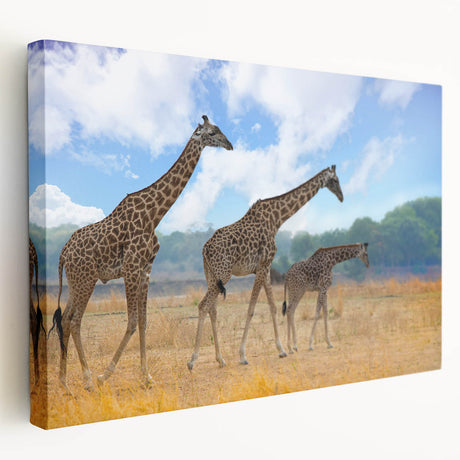 Large stretched canvas depicting an African Savannah scene in muted earth tones, ideal for kitchen wall art.