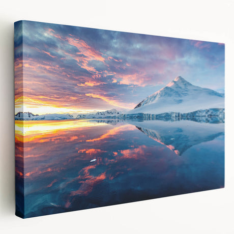 Antarctic landscape on large stretched canvas with icy blue and white tones, suitable for kitchen wall art.