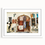 Abstract art print depicting a serene Azerbaijani landscape in muted earth tones, framed with a white mat.