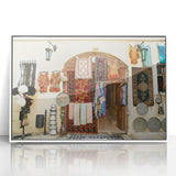 Art deco poster of a serene Azerbaijan landscape in pastel shades, acrylic print framed in white.