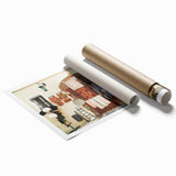 Extra large rolled print of a floral art scene in pastel shades, ideal for classy bathroom wall art.