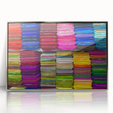 Mid-century modernist art depicting a serene Bangladesh landscape in muted earth tones, framed in silver acrylic.