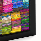 Extra large framed canvas featuring a textured, colorful depiction of a Bangladesh scenery in black with vibrant accents.