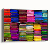 Framed canvas landscape art painting depicting a colorful vintage scene of Bangladesh with a black border.