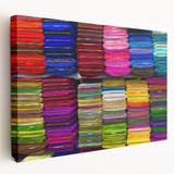 Large stretched canvas depicting a serene Bangladesh river scene in soft green and blue tones, ideal for kitchen wall art.